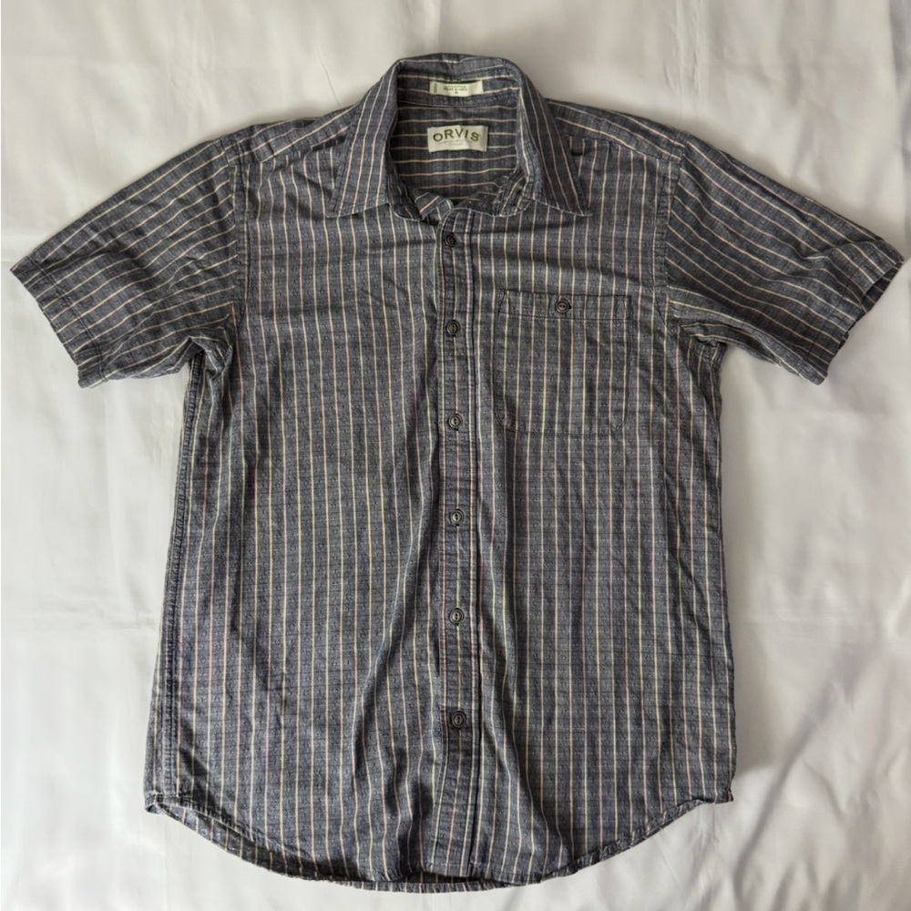 Orvis Striped Short Sleeve Button Down Shirt - Gray Multi